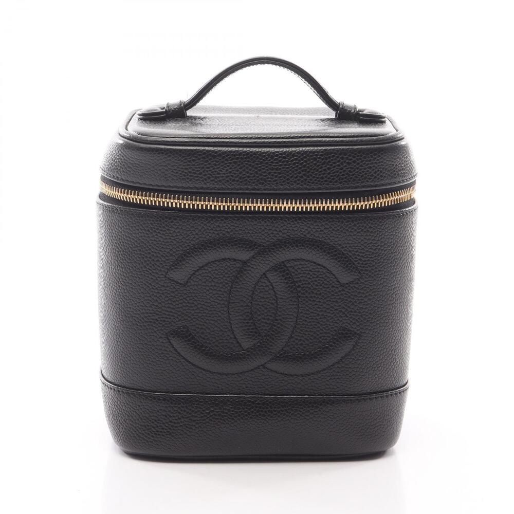 Chanel Coco Mark Handbag Leather Grained Calfskin Black